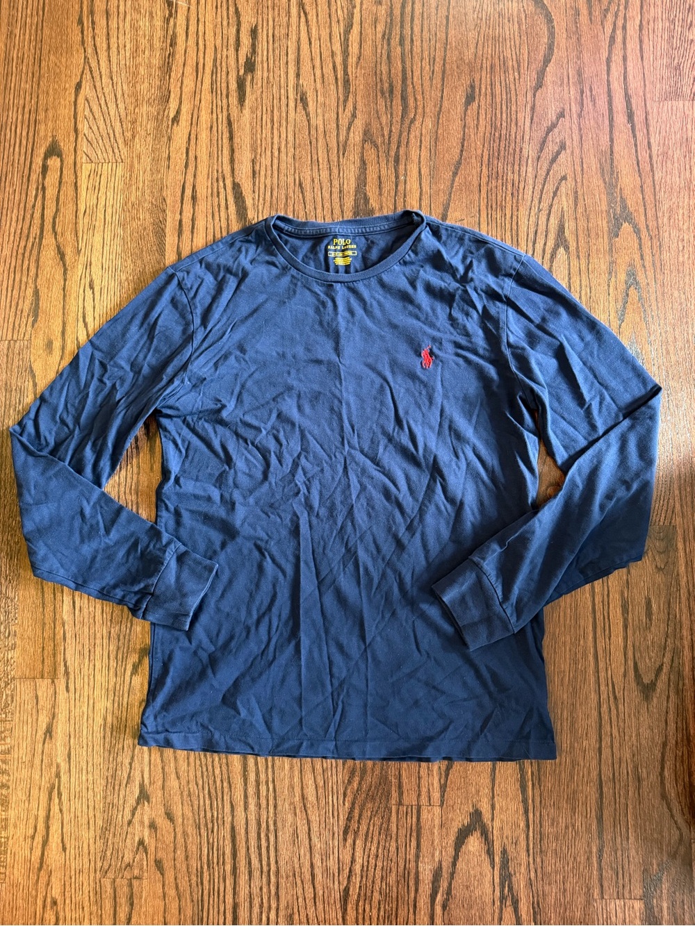 Ralph Lauren Navy Long-Sleeve Crewneck with Red Polo Pony